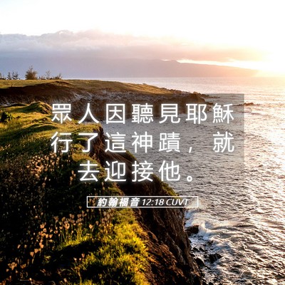 Picture 05 - 約 翰 福 音 12:18 CUVT - 眾 人 因 聽 見 耶 穌 行 了 這 神 蹟 - Bible Verse Picture