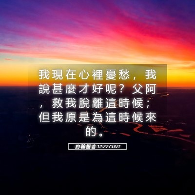 Picture 05 - 約 翰 福 音 12:27 CUVT - 我 現 在 心 裡 憂 愁 ， 我 說 甚 麼 - Bible Verse Picture