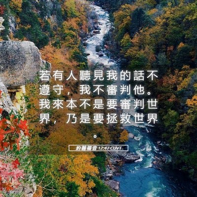 Picture 05 - 約 翰 福 音 12:47 CUVT - 若 有 人 聽 見 我 的 話 不 遵 守 ， - Bible Verse Picture