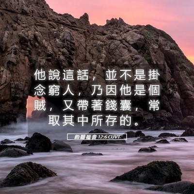 Picture 05 - 約 翰 福 音 12:6 CUVT - 他 說 這 話 ， 並 不 是 掛 念 窮 人 - Bible Verse Picture