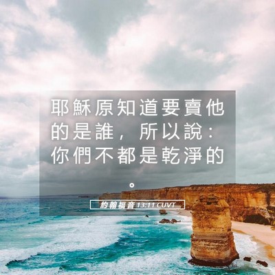 Picture 05 - 約 翰 福 音 13:11 CUVT - 耶 穌 原 知 道 要 賣 他 的 是 誰 ， - Bible Verse Picture