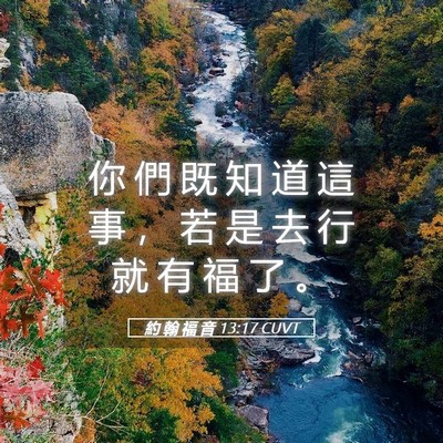 Picture 05 - 約 翰 福 音 13:17 CUVT - 你 們 既 知 道 這 事 ， 若 是 去 行 - Bible Verse Picture