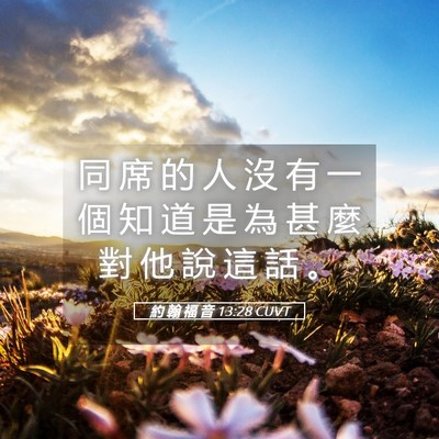 Picture 05 - 約 翰 福 音 13:28 CUVT - 同 席 的 人 沒 有 一 個 知 道 是 為 - Bible Verse Picture