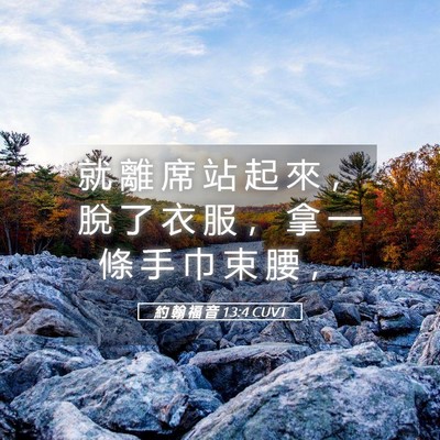 Picture 05 - 約 翰 福 音 13:4 CUVT - 就 離 席 站 起 來 ， 脫 了 衣 服 ， - Bible Verse Picture