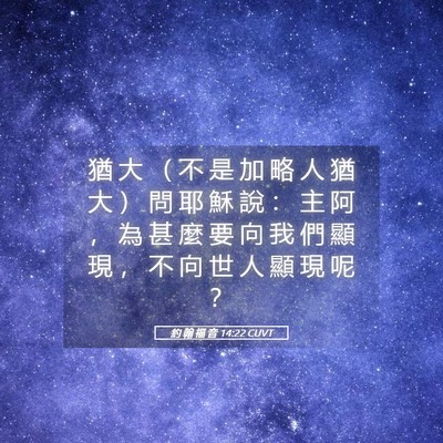 Picture 05 - 約 翰 福 音 14:22 CUVT - 猶 大 （ 不 是 加 略 人 猶 大 ） 問 - Bible Verse Picture
