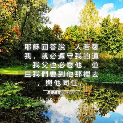 Picture 05 - 約 翰 福 音 14:23 CUVT - 耶 穌 回 答 說 ： 人 若 愛 我 ， 就 - Bible Verse Picture