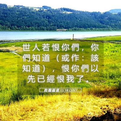 Picture 05 - 約 翰 福 音 15:18 CUVT - 世 人 若 恨 你 們 ， 你 們 知 道 （ - Bible Verse Picture