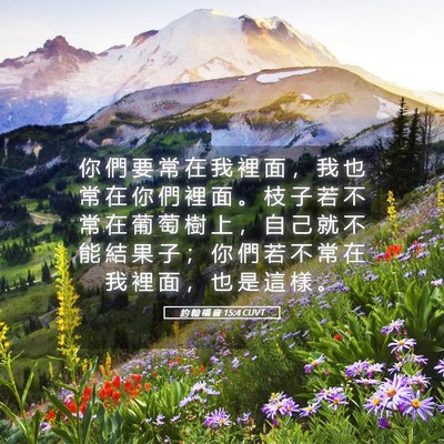 Picture 05 - 約 翰 福 音 15:4 CUVT - 你 們 要 常 在 我 裡 面 ， 我 也 常 - Bible Verse Picture
