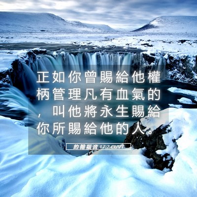 Picture 05 - 約 翰 福 音 17:2 CUVT - 正 如 你 曾 賜 給 他 權 柄 管 理 凡 - Bible Verse Picture