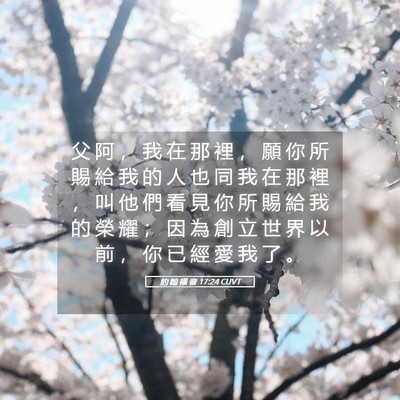 Picture 05 - 約 翰 福 音 17:24 CUVT - 父 阿 ， 我 在 那 裡 ， 願 你 所 賜 - Bible Verse Picture