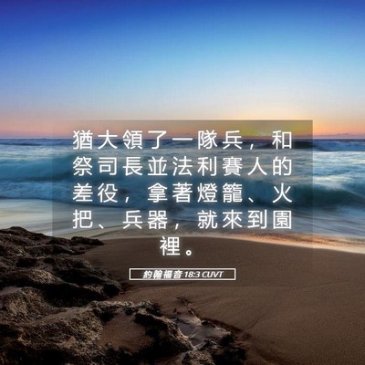 Picture 05 - 約 翰 福 音 18:3 CUVT - 猶 大 領 了 一 隊 兵 ， 和 祭 司 長 - Bible Verse Picture