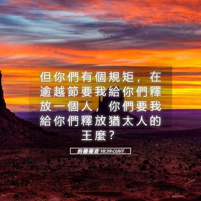 Picture 05 - 約 翰 福 音 18:39 CUVT - 但 你 們 有 個 規 矩 ， 在 逾 越 節 - Bible Verse Picture