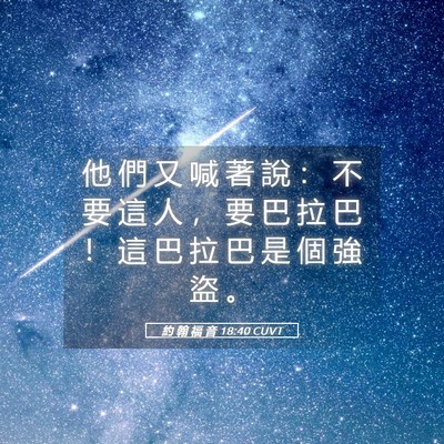 Picture 05 - 約 翰 福 音 18:40 CUVT - 他 們 又 喊 著 說 ： 不 要 這 人 ， - Bible Verse Picture