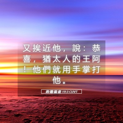 Picture 05 - 約 翰 福 音 19:3 CUVT - 又 挨 近 他 ， 說 ： 恭 喜 ， 猶 太 - Bible Verse Picture