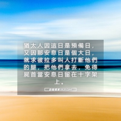 Picture 05 - 約 翰 福 音 19:31 CUVT - 猶 太 人 因 這 日 是 預 備 日 ， 又 - Bible Verse Picture
