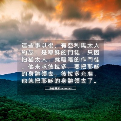 Picture 05 - 約 翰 福 音 19:38 CUVT - 這 些 事 以 後 ， 有 亞 利 馬 太 人 - Bible Verse Picture