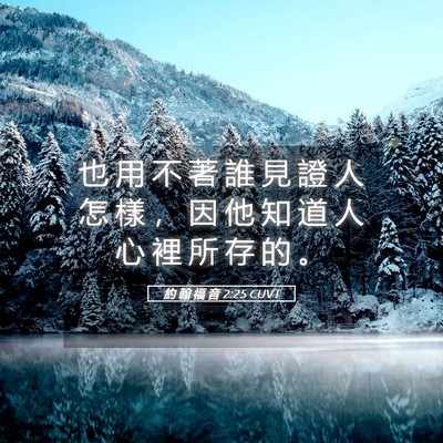 Picture 05 - 約 翰 福 音 2:25 CUVT - 也 用 不 著 誰 見 證 人 怎 樣 ， 因 - Bible Verse Picture