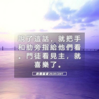 Picture 05 - 約 翰 福 音 20:20 CUVT - 說 了 這 話 ， 就 把 手 和 肋 旁 指 - Bible Verse Picture