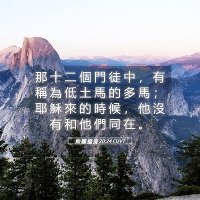Picture 05 - 約 翰 福 音 20:24 CUVT - 那 十 二 個 門 徒 中 ， 有 稱 為 低 - Bible Verse Picture