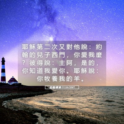 Picture 05 - 約 翰 福 音 21:16 CUVT - 耶 穌 第 二 次 又 對 他 說 ： 約 翰 - Bible Verse Picture