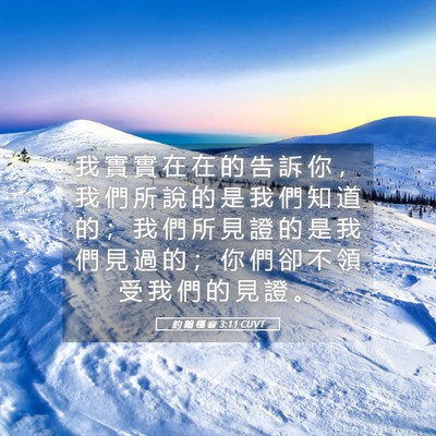 Picture 05 - 約 翰 福 音 3:11 CUVT - 我 實 實 在 在 的 告 訴 你 ， 我 們 - Bible Verse Picture