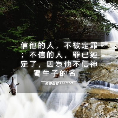Picture 05 - 約 翰 福 音 3:18 CUVT - 信 他 的 人 ， 不 被 定 罪 ； 不 信 - Bible Verse Picture
