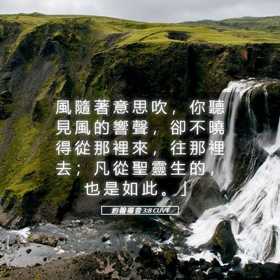Picture 05 - 約 翰 福 音 3:8 CUVT - 風 隨 著 意 思 吹 ， 你 聽 見 風 的 - Bible Verse Picture