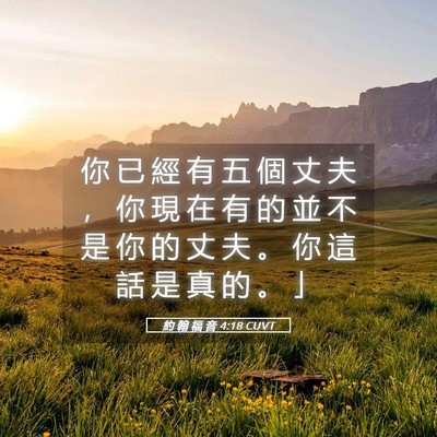 Picture 05 - 約 翰 福 音 4:18 CUVT - 你 已 經 有 五 個 丈 夫 ， 你 現 在 - Bible Verse Picture