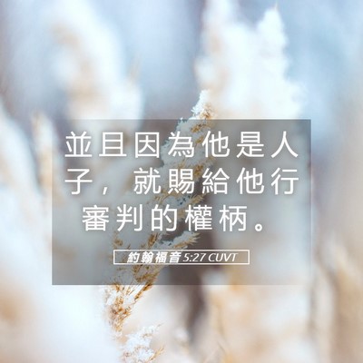 Picture 05 - 約 翰 福 音 5:27 CUVT - 並 且 因 為 他 是 人 子 ， 就 賜 給 - Bible Verse Picture