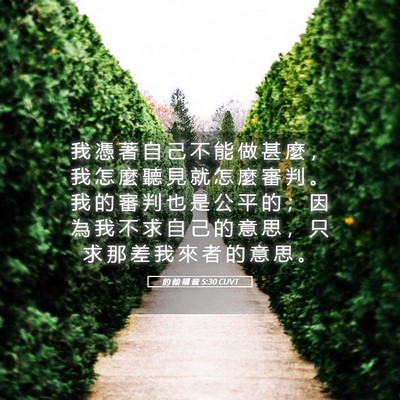 Picture 05 - 約 翰 福 音 5:30 CUVT - 我 憑 著 自 己 不 能 做 甚 麼 ， 我 - Bible Verse Picture