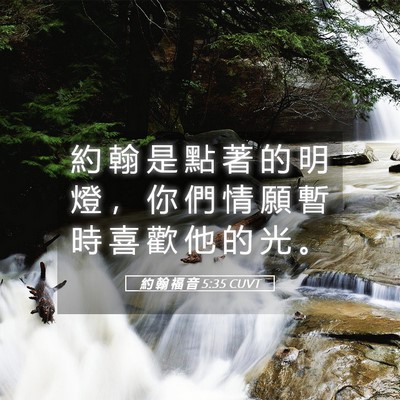 Picture 05 - 約 翰 福 音 5:35 CUVT - 約 翰 是 點 著 的 明 燈 ， 你 們 情 - Bible Verse Picture