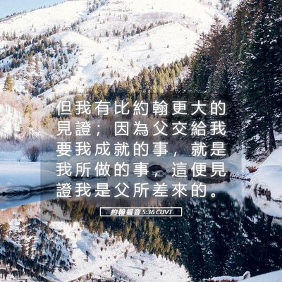 Picture 05 - 約 翰 福 音 5:36 CUVT - 但 我 有 比 約 翰 更 大 的 見 證 ； - Bible Verse Picture