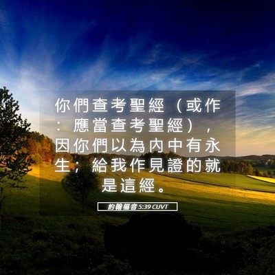 Picture 05 - 約 翰 福 音 5:39 CUVT - 你 們 查 考 聖 經 （ 或 作 ： 應 當 - Bible Verse Picture