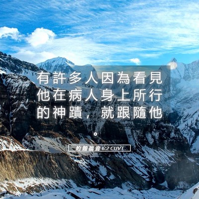 Picture 05 - 約 翰 福 音 6:2 CUVT - 有 許 多 人 因 為 看 見 他 在 病 人 - Bible Verse Picture