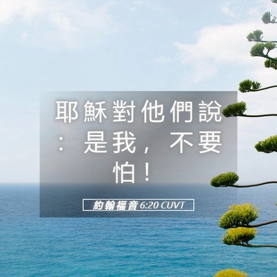 Picture 05 - 約 翰 福 音 6:20 CUVT - 耶 穌 對 他 們 說 ： 是 我 ， 不 要 - Bible Verse Picture