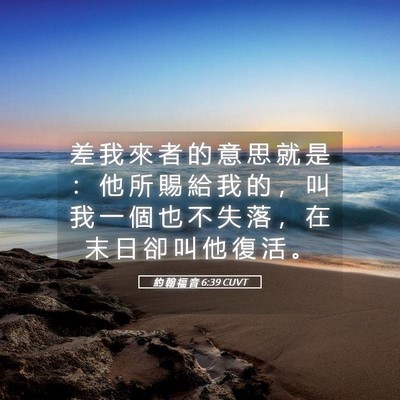 Picture 05 - 約 翰 福 音 6:39 CUVT - 差 我 來 者 的 意 思 就 是 ： 他 所 - Bible Verse Picture