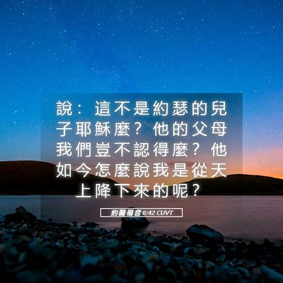 Picture 05 - 約 翰 福 音 6:42 CUVT - 說 ： 這 不 是 約 瑟 的 兒 子 耶 穌 - Bible Verse Picture