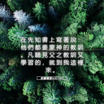 Picture 05 - 約 翰 福 音 6:45 CUVT - 在 先 知 書 上 寫 著 說 ： 他 們 都 - Bible Verse Picture