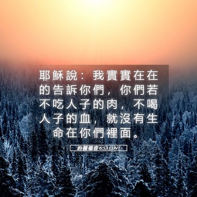 Picture 05 - 約 翰 福 音 6:53 CUVT - 耶 穌 說 ： 我 實 實 在 在 的 告 訴 - Bible Verse Picture
