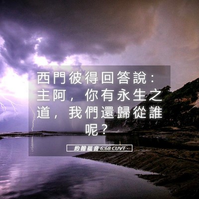 Picture 05 - 約 翰 福 音 6:68 CUVT - 西 門 彼 得 回 答 說 ： 主 阿 ， 你 - Bible Verse Picture