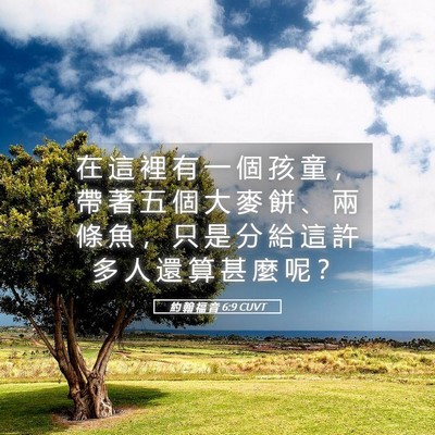 Picture 05 - 約 翰 福 音 6:9 CUVT - 在 這 裡 有 一 個 孩 童 ， 帶 著 五 - Bible Verse Picture