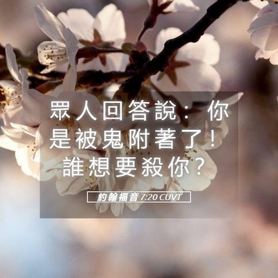Picture 05 - 約 翰 福 音 7:20 CUVT - 眾 人 回 答 說 ： 你 是 被 鬼 附 著 - Bible Verse Picture