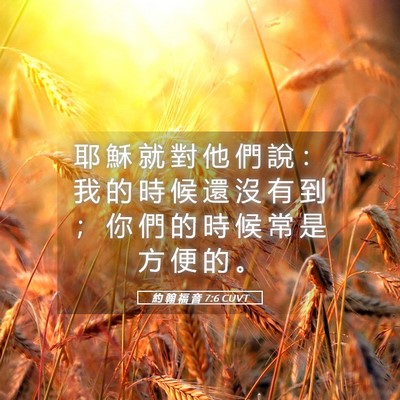Picture 05 - 約 翰 福 音 7:6 CUVT - 耶 穌 就 對 他 們 說 ： 我 的 時 候 - Bible Verse Picture