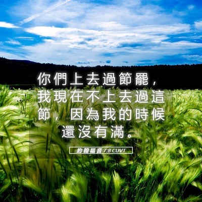 Picture 05 - 約 翰 福 音 7:8 CUVT - 你 們 上 去 過 節 罷 ， 我 現 在 不 - Bible Verse Picture