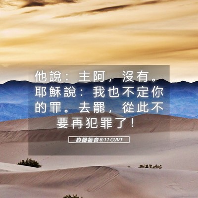 Picture 05 - 約 翰 福 音 8:11 CUVT - 他 說 ： 主 阿 ， 沒 有 。 耶 穌 說 - Bible Verse Picture