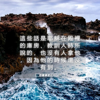 Picture 05 - 約 翰 福 音 8:20 CUVT - 這 些 話 是 耶 穌 在 殿 裡 的 庫 房 - Bible Verse Picture