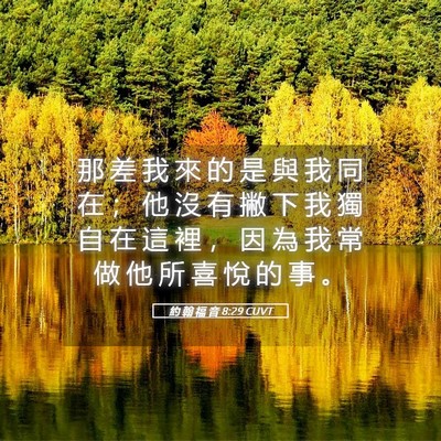 Picture 05 - 約 翰 福 音 8:29 CUVT - 那 差 我 來 的 是 與 我 同 在 ； 他 - Bible Verse Picture