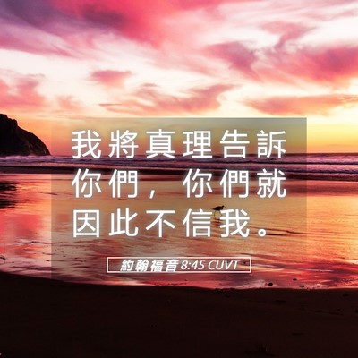 Picture 05 - 約 翰 福 音 8:45 CUVT - 我 將 真 理 告 訴 你 們 ， 你 們 就 - Bible Verse Picture