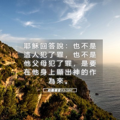 Picture 05 - 約 翰 福 音 9:3 CUVT - 耶 穌 回 答 說 ： 也 不 是 這 人 犯 - Bible Verse Picture