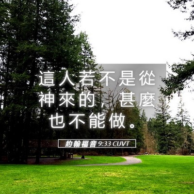 Picture 05 - 約 翰 福 音 9:33 CUVT - 這 人 若 不 是 從 神 來 的 ， 甚 麼 - Bible Verse Picture